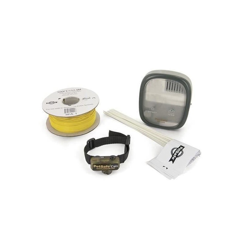 PetSafe - Clôture Anti-Fugue Deluxe avec Collier spécial Chat - Étanche - 4 Niveaux de Stimulation  Systeme Anti-étranglement