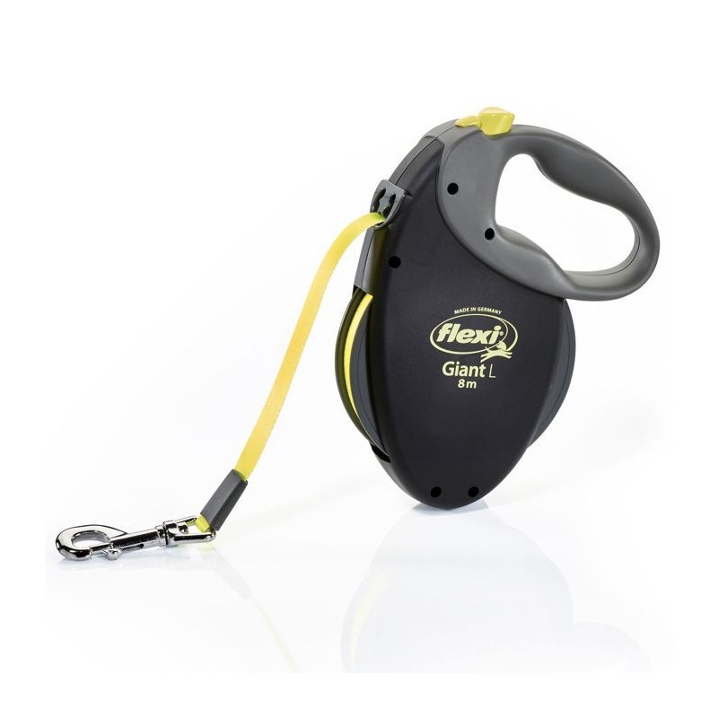 Laisse enrouleur Flexi Neon Giant - FLEXI - GT3-210-S-NEO-12 - Noir et jaune - Pour chiens jusqu'a 50 kg