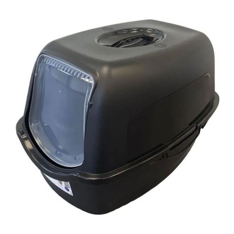 SAMBA Maison de toilette a chat - Bac a litiere - 56 x 40 x 39 cm - Noir et blanc - PET DESIGN