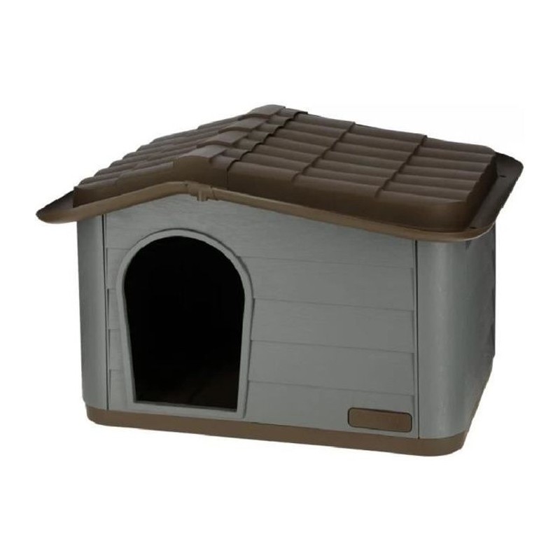 KERBL Maison extérieure pour chats - 60 x 51 x 41 cm - Gris et marron - Plastique