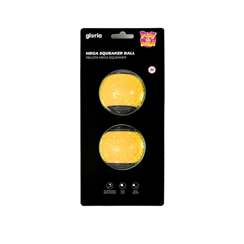 Boule pour animaux de compagnie Gloria PLAY AND RUN Jaune TPR M 6,35 cm 2 Unités
