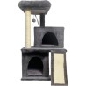 Arbre a chat - 44,5 x 48 x 86 cm - Gris foncé - 1 plateforme, 1 balle de jeu, 2 niches, 1 rampe