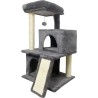 Arbre a chat - 44,5 x 48 x 86 cm - Gris foncé - 1 plateforme, 1 balle de jeu, 2 niches, 1 rampe