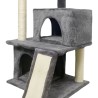 Arbre a chat - 44,5 x 48 x 86 cm - Gris foncé - 1 plateforme, 1 balle de jeu, 2 niches, 1 rampe