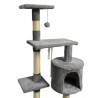 Arbre a chat - 40 x 40 x 110 cm - PALOMA - Gris foncé - 3 plateformes, 1 corde, 1 niche , poteaux a griffer