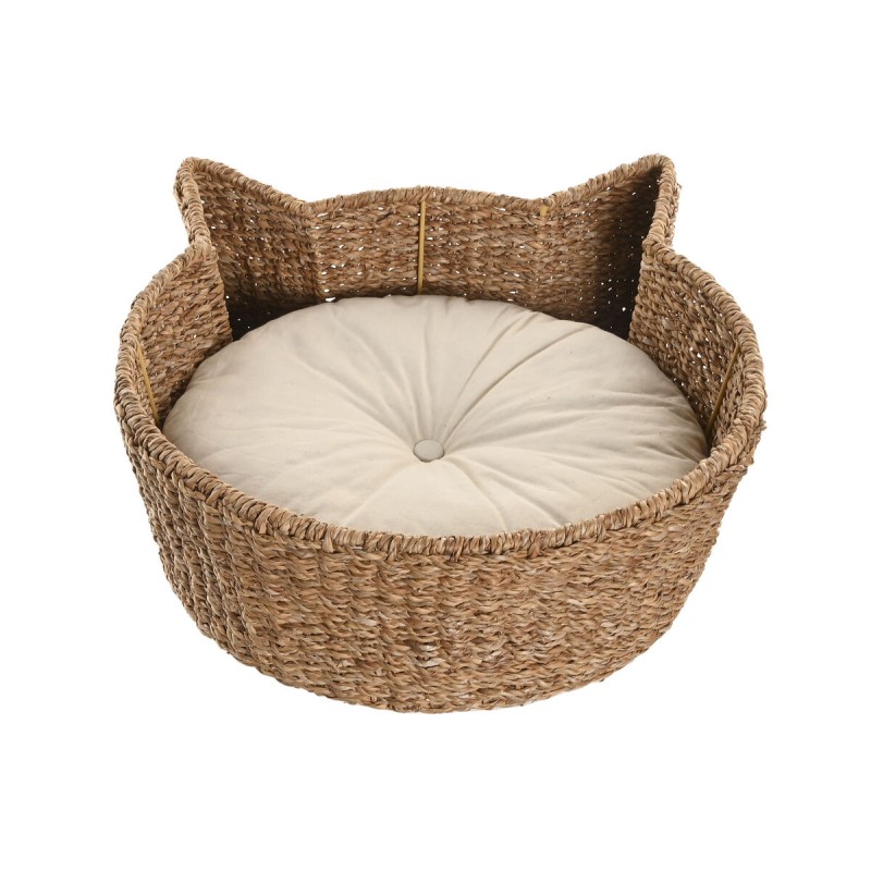 Lit pour animal domestique Home ESPRIT Blanc Naturel Fibre naturelle 55 X 45 X 18 CM