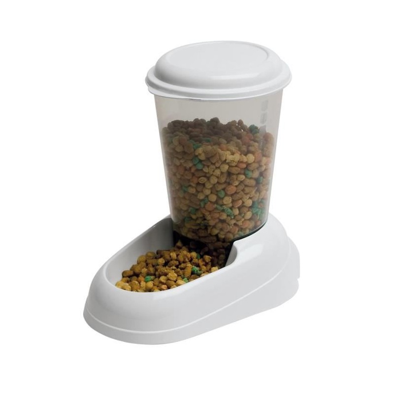 FERPLAST Distributeur croquettes Zenith 3L en plastique - 29,2x20,2x28,8 - Blanc - Chien et chat