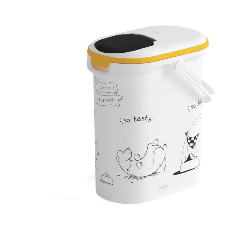 CURVER Conteneur de nourriture Le Diner est servi - 4 kg - 10 L - Blanc et noir - Pour chien