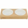 Mangeoire pour chiens Trixie Blanc Naturel Céramique Bambou Ø 12 cm 2 x 250 ml 30 × 5 × 14 cm