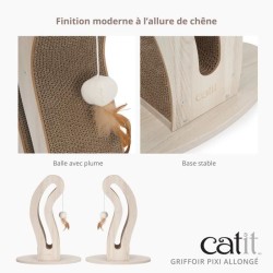 Griffoir pour chat - CATIT - Pixi Queue de chat - Avec balle en tissu et plume - Aspect chene naturel